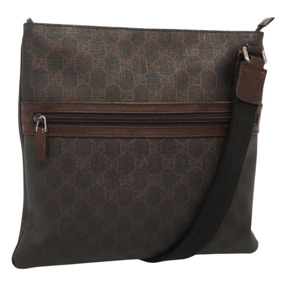 GUCCI GG Supreme Shoulder Bag Pvc Outlet Brown Silver - Picture 1 of 16